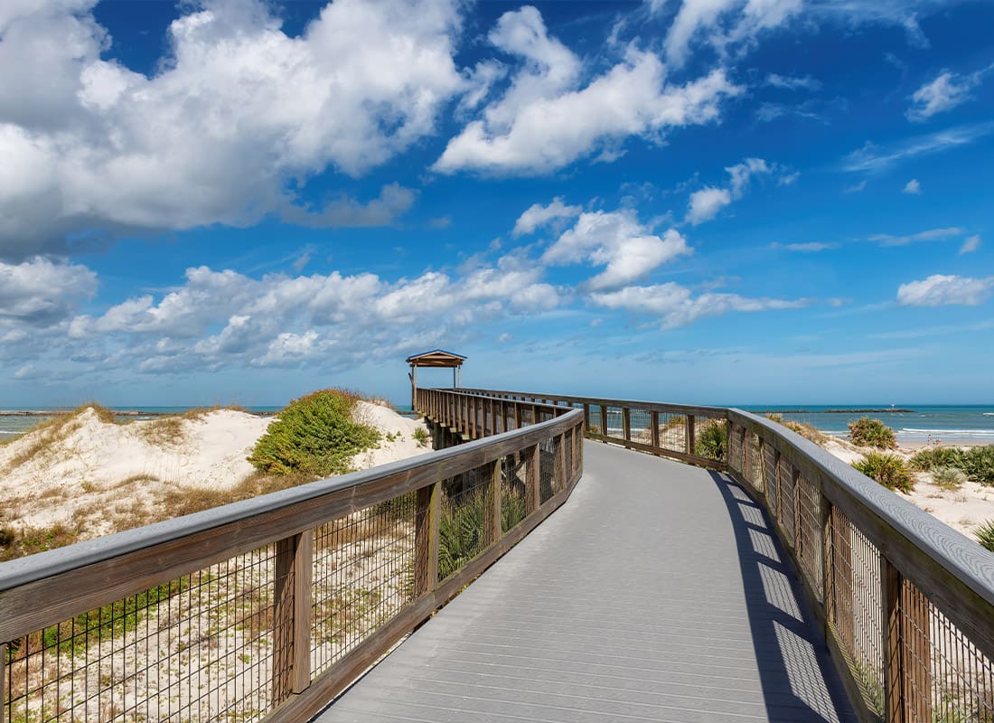 New Smyrna, FL - Smyrna Dunes Park With Elevated Boardwalk and Fishing Pier in New Smyrna Beach, Florida